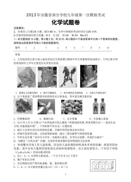 试卷化学：人教版九年级下册名校期中中考模拟试题及答案（61份） (43.87M)