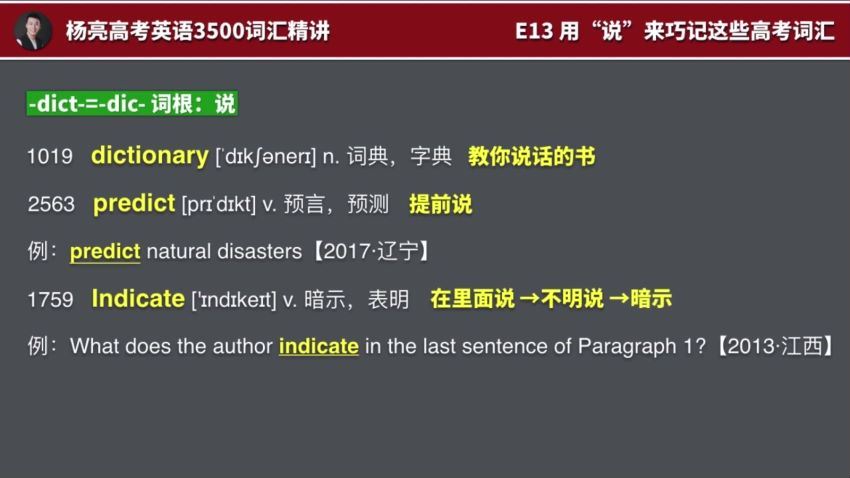 杨亮高考词汇3500有50个视频+4个音频+讲义